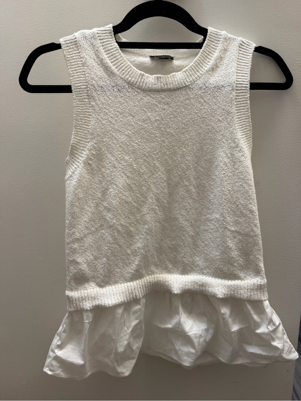 Ann Taylor Factory White Knit Top with Peplum Texture